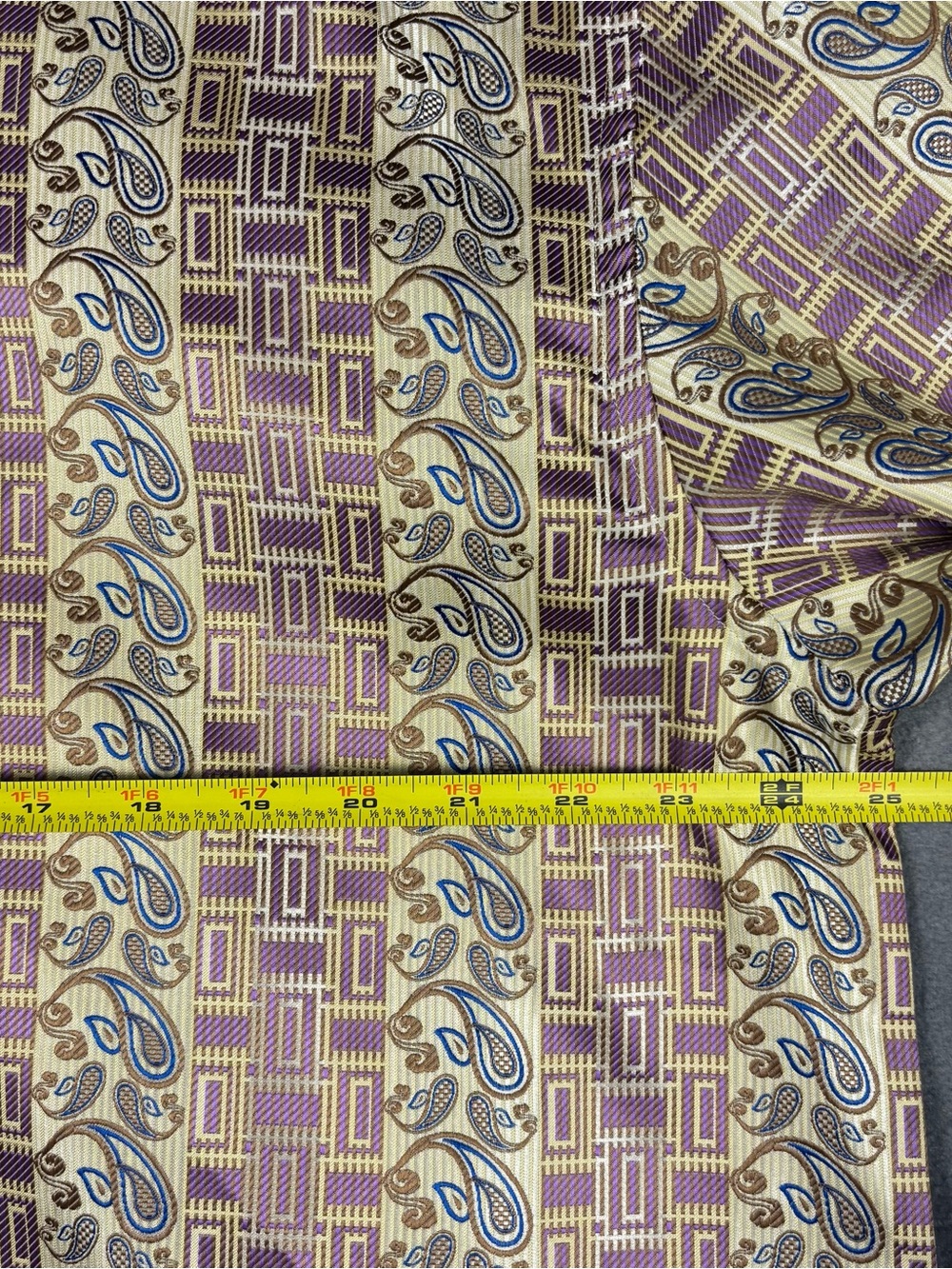 Daniel Ellissa 2XL Mens Dress Shirt Gold Purple Paisley Geometric Long Sleeve - Picture 7 of 9